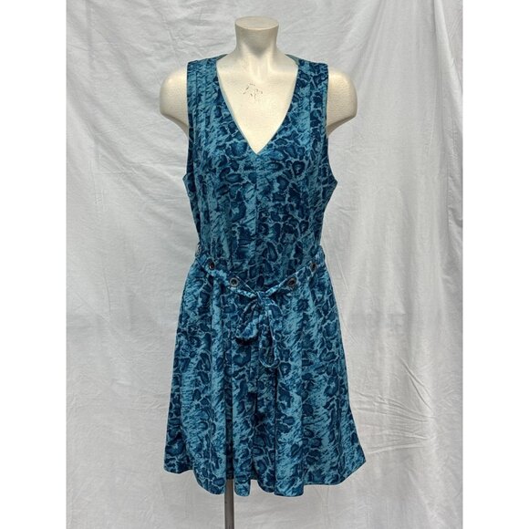 Simply Vera Womens Blue Vera Wang Seamed Knit V-Neck Mini Dress Size XL Belted - Picture 1 of 11